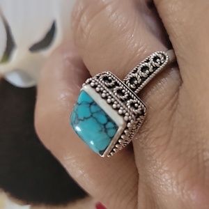Estate stamped 925 Sterling silver Turquoise Ring Vintage